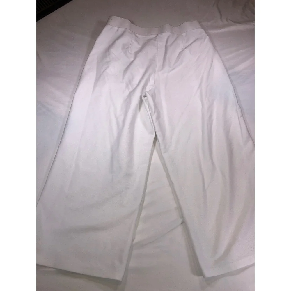 Michael Kors White Wide Leg Crop Pants Gold Hardware Textured Knit Large